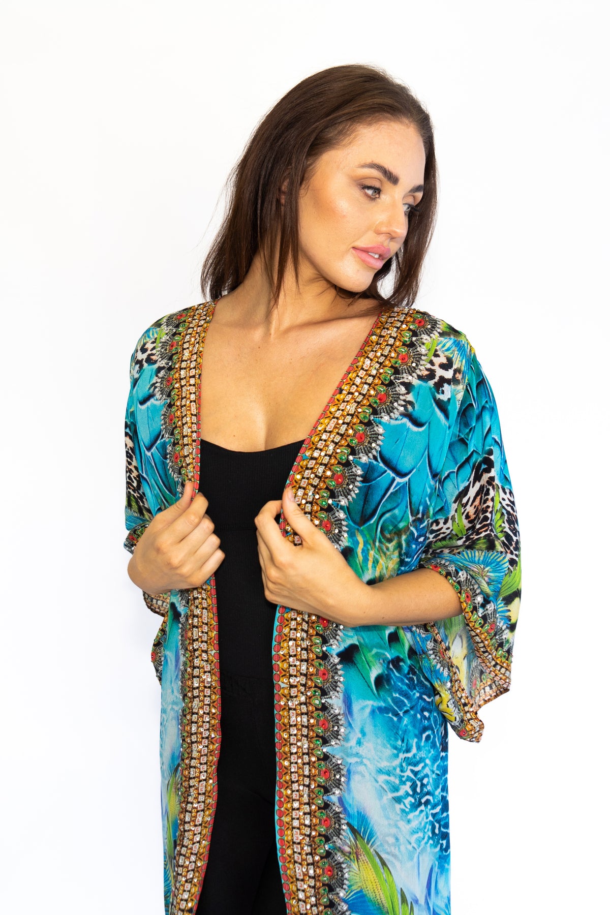 KIMONO WITH LONG UNDERLAY ECHOS OF ENCHANTMENT main image 1