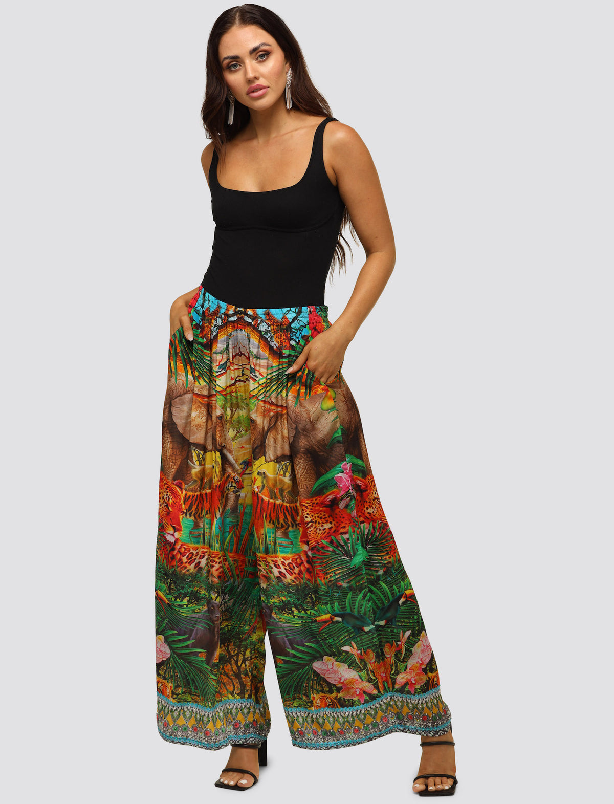 As Is Tolani Collection Petite Printed Palazzo Pants with Half