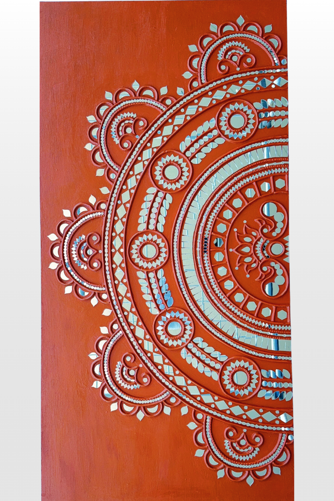 MIRROR MANDALA | Handcrafted Textured Clay Wall Art with Mirrors