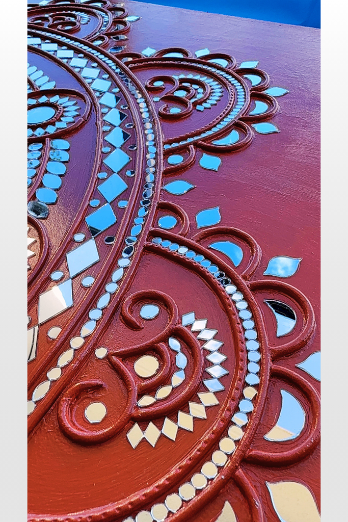 MIRROR MANDALA | Handcrafted Textured Clay Wall Art with Mirrors