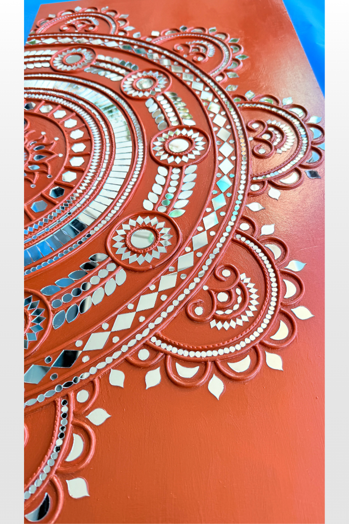MIRROR MANDALA | Handcrafted Textured Clay Wall Art with Mirrors