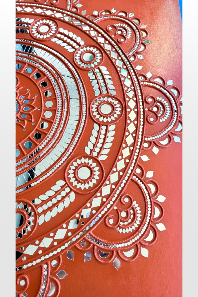 MIRROR MANDALA | Handcrafted Textured Clay Wall Art with Mirrors