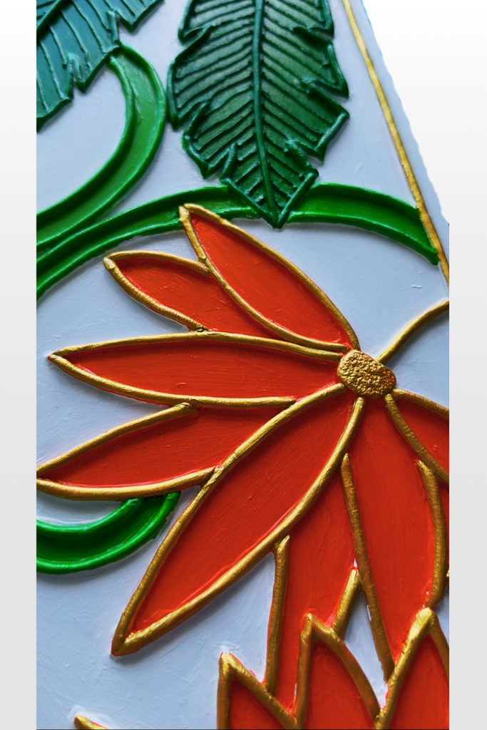 FLAMINGO FAMILY | Handcrafted Textured Clay Wall Art with Mirrors