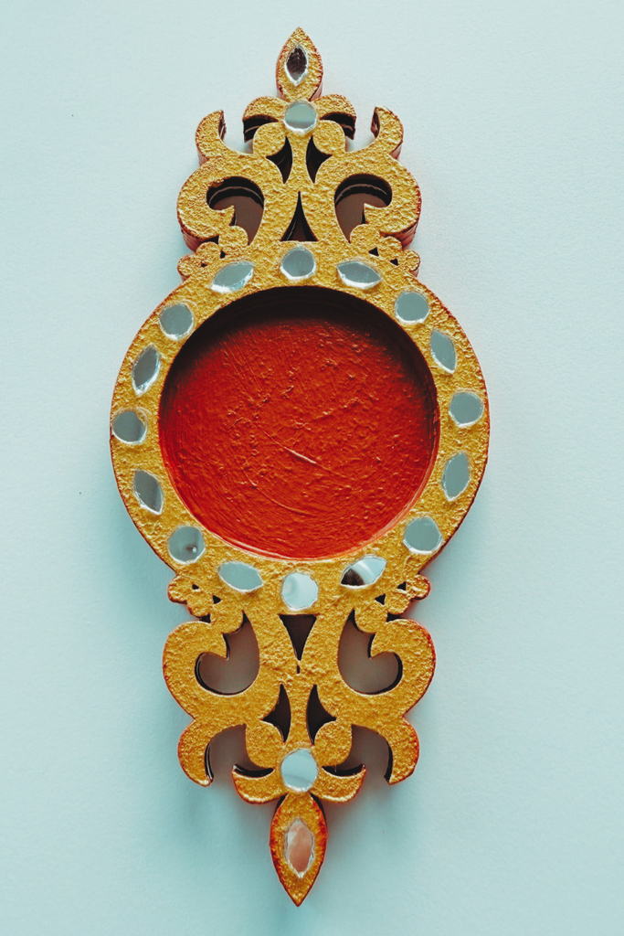 CANDLE COASTER | Handmade Decorated with Mirror (GOLD & BROWN)