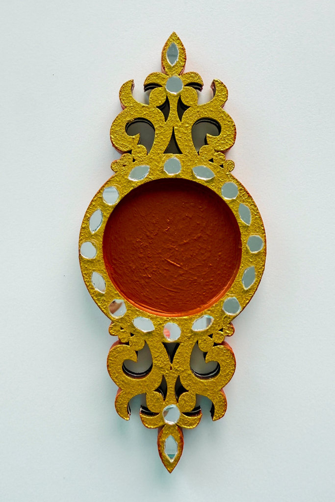 CANDLE COASTER | Handmade Decorated with Mirror (GOLD & BROWN)