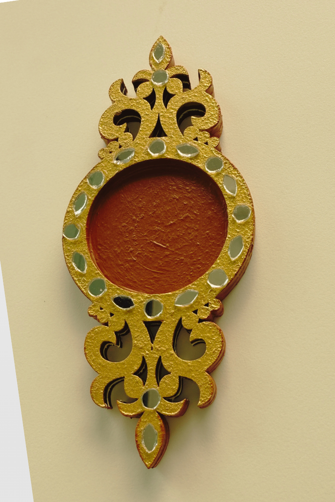 CANDLE COASTER | Handmade Decorated with Mirror (GOLD & BROWN)