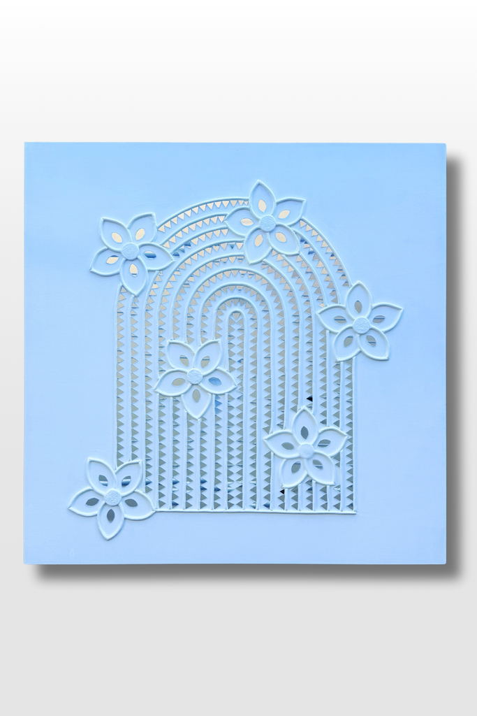 BOHO FLOWER | Handcrafted Textured Clay Wall Art with Mirrors