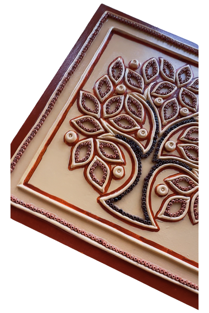 TREE OF LIFE | Handcrafted Textured Clay Wall Art with Mirrors