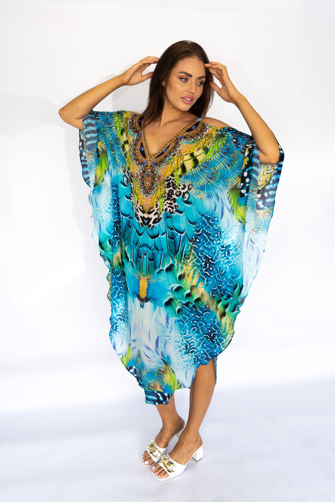 SEA ENCHANTMENT ~ COLD SHOULDER MID KAFTAN