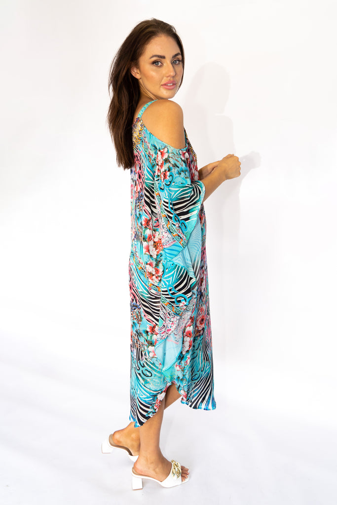 WARRIOR GARDEN ~ COLD SHOULDER MID KAFTAN