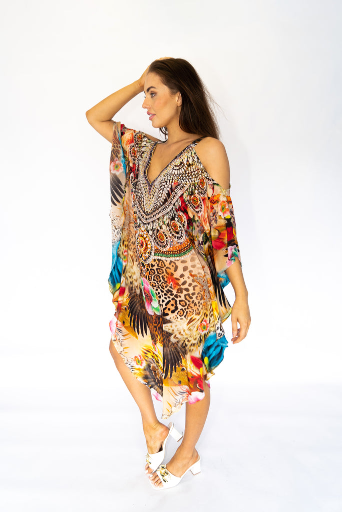 FOREVER LOVE ~ COLD SHOULDER MID KAFTAN