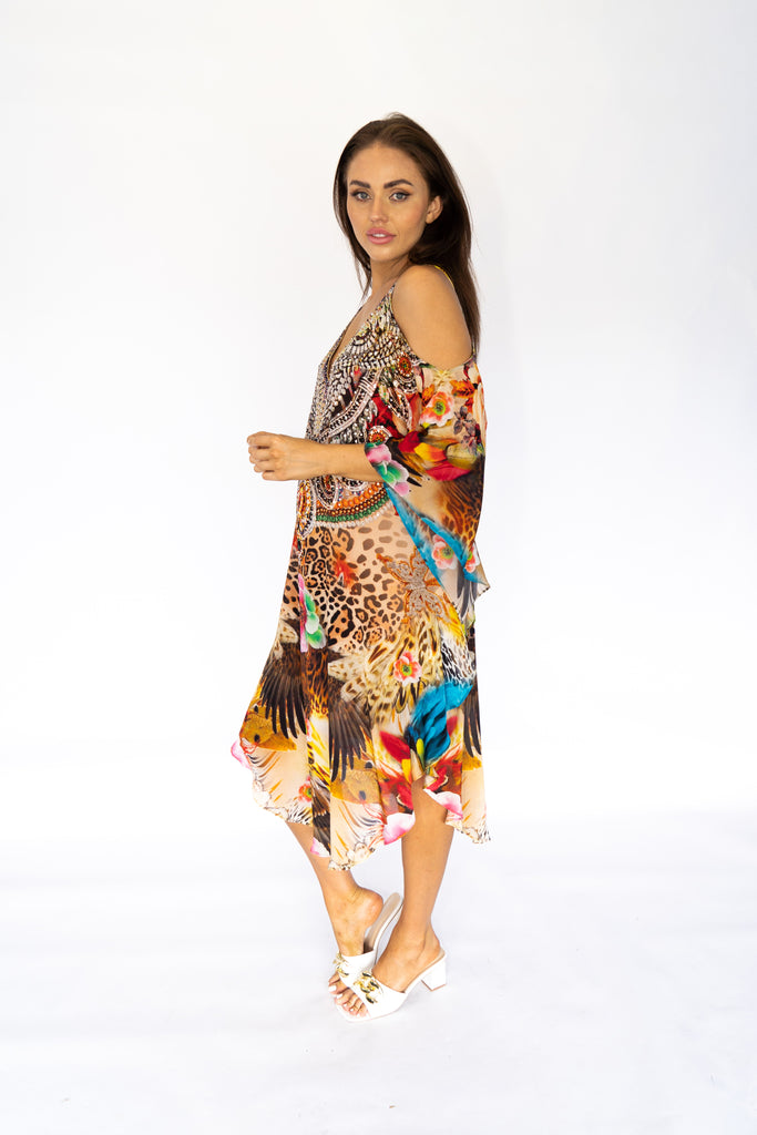 FOREVER LOVE ~ COLD SHOULDER MID KAFTAN