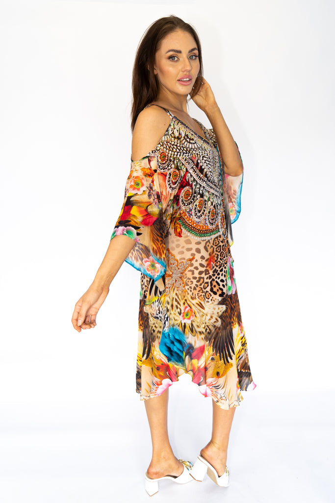 FOREVER LOVE ~ COLD SHOULDER MID KAFTAN