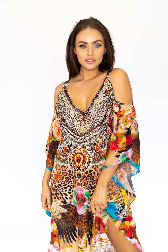 FOREVER LOVE ~ COLD SHOULDER MID KAFTAN