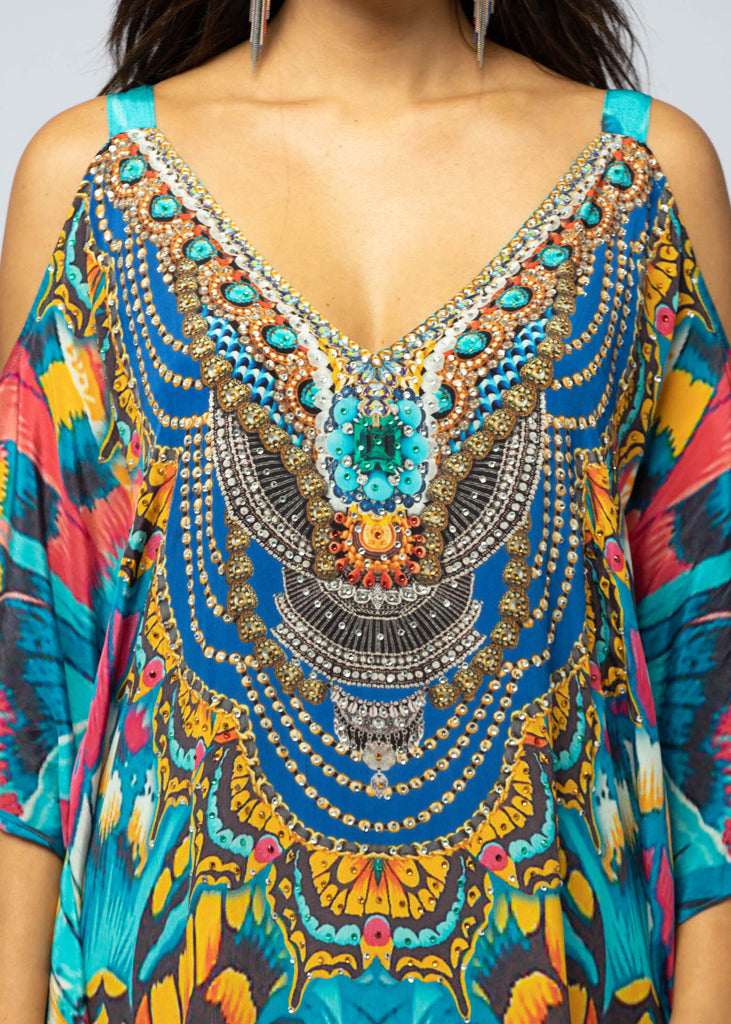 BUTTERFLY KINGDOM ~ COLD SHOULDER MID KAFTAN