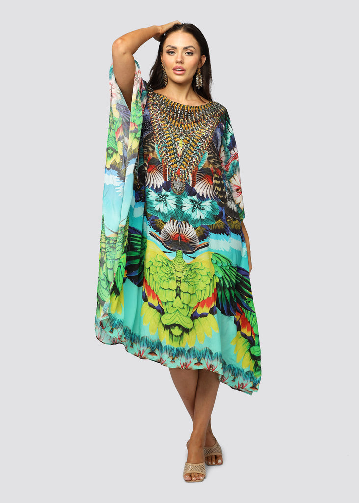 FEATHER FANTASY BOATNECK MID KAFTAN