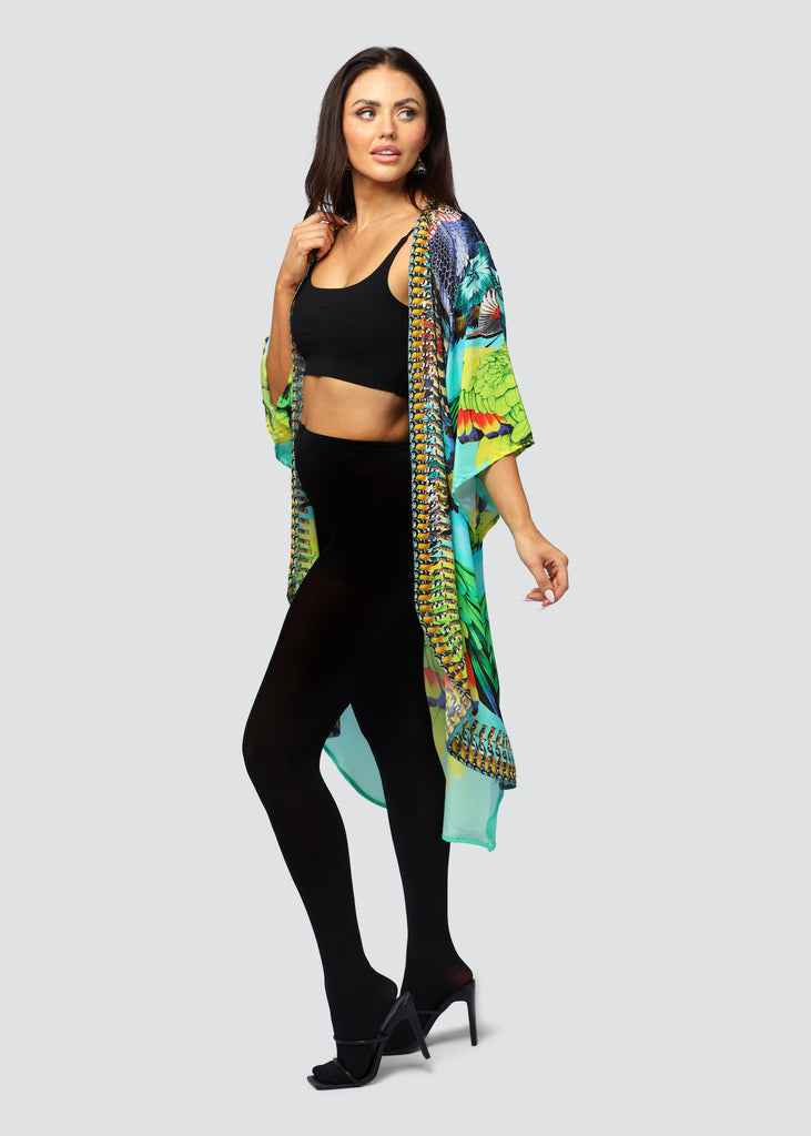 FEATHER FANTASY MID LENGTH KIMONO