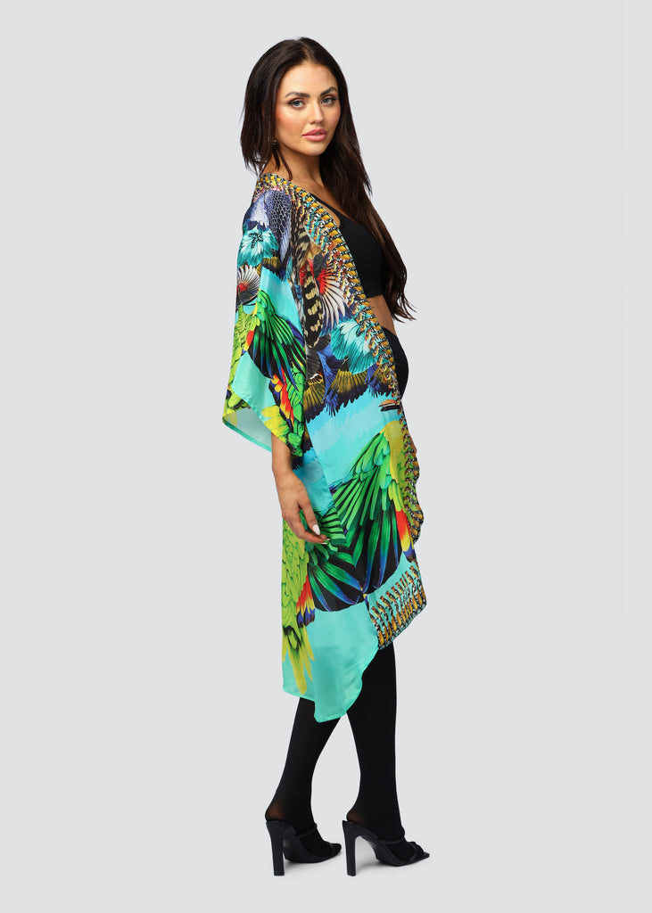 FEATHER FANTASY MID LENGTH KIMONO