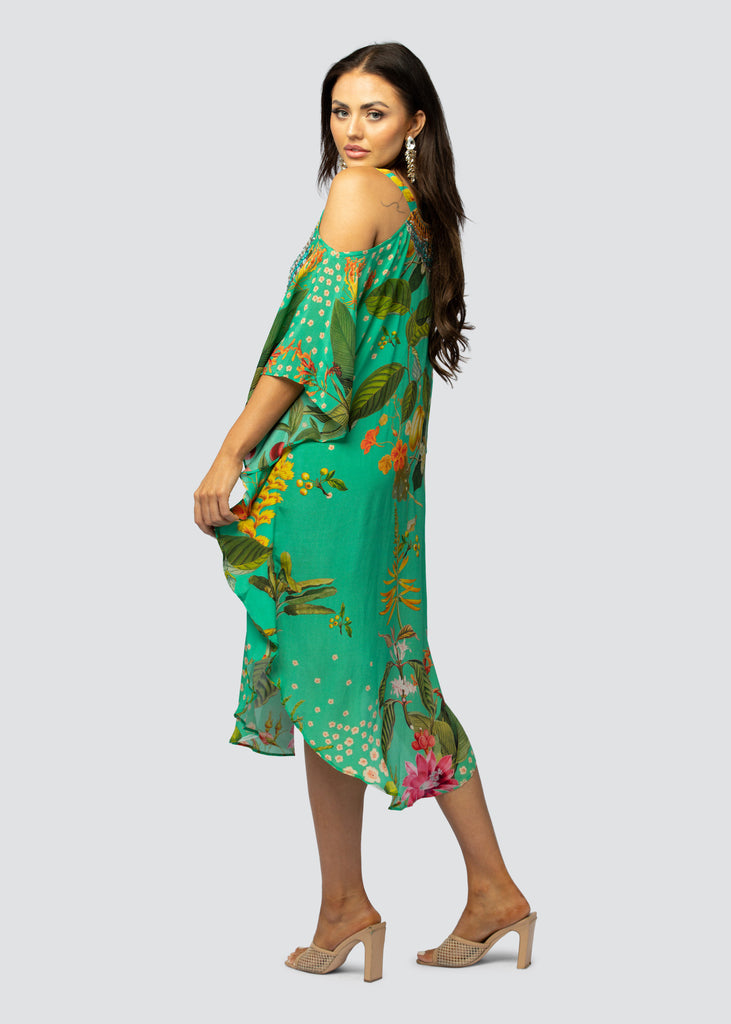 GREEN EYES ~ COLD SHOULDER MID KAFTAN