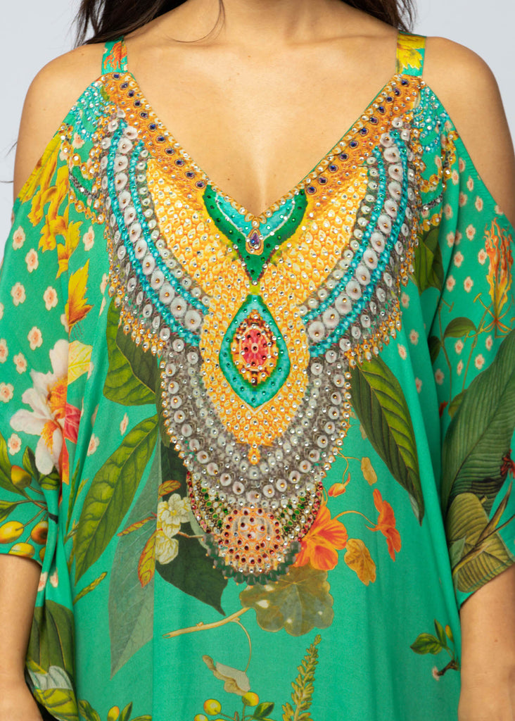 GREEN EYES ~ COLD SHOULDER MID KAFTAN