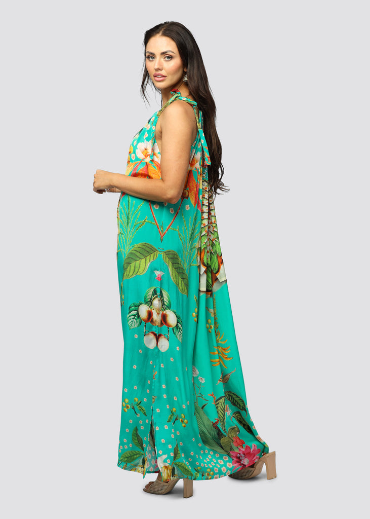 GREEN EYES ~ DRAWSTRING MAXI DRESS