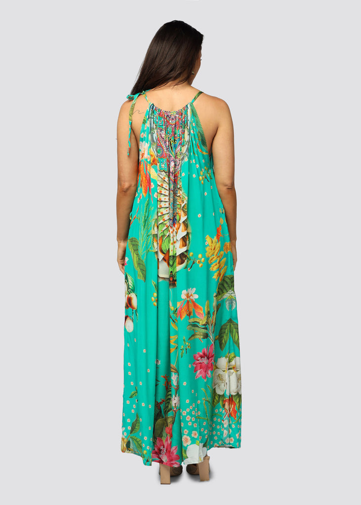 GREEN EYES ~ DRAWSTRING MAXI DRESS