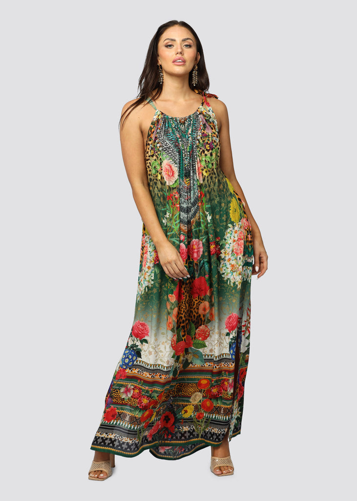 GREEN VALLEY ~ DRAWSTRING MAXI DRESS