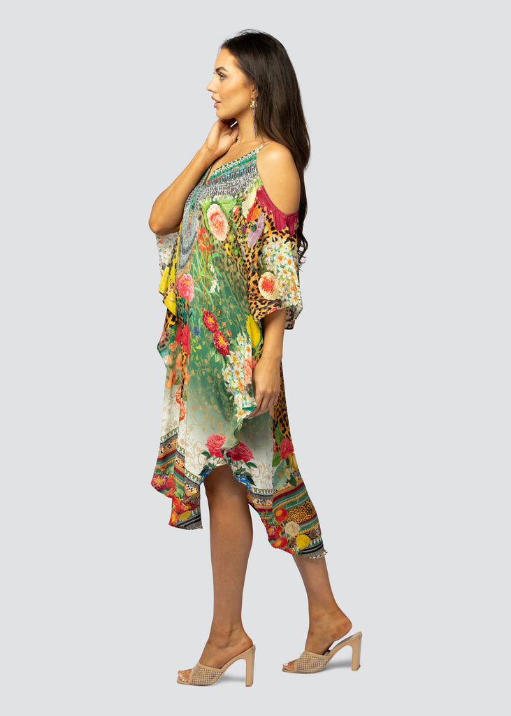 GREEN VALLEY ~ COLD SHOULDER MID KAFTAN