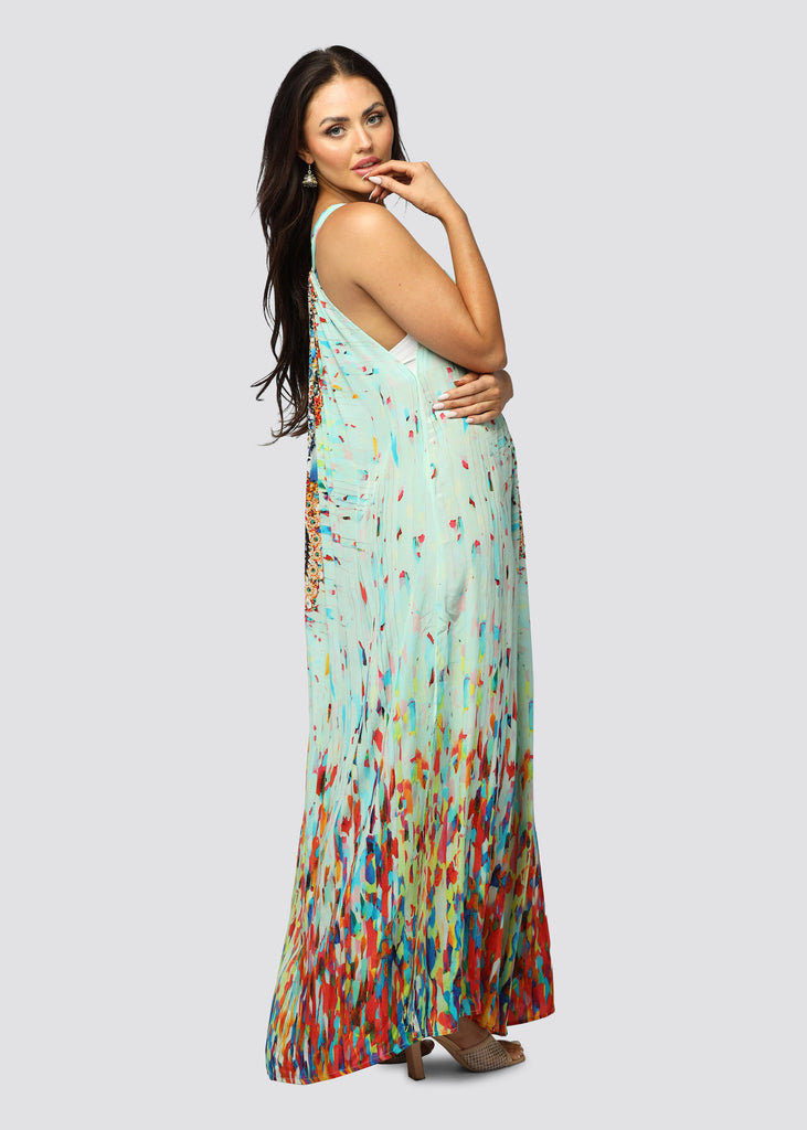 KAFTAN QUEEN ~ DRAWSTRING MAXI DRESS