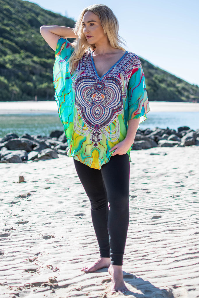 TROPICAL OCEAN COLD SHOULDER TOP