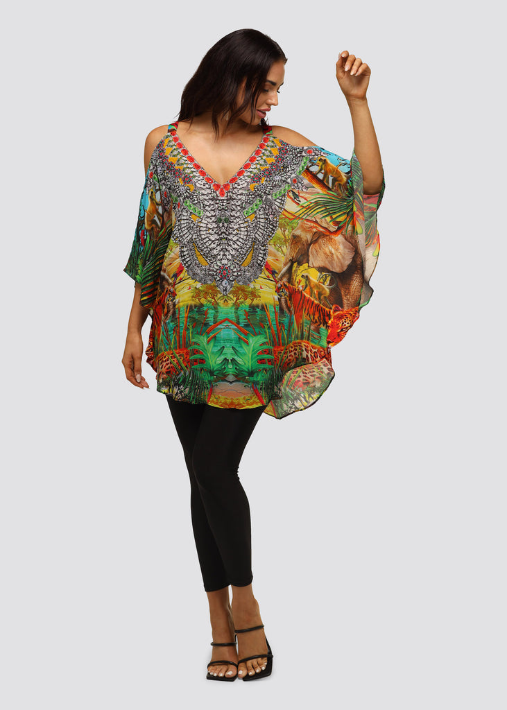 QUEEN OF JUNGLE COLD SHOULDER TOP