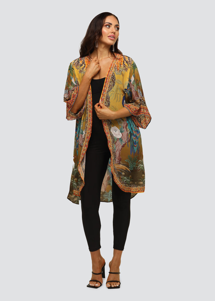 PEACOCK DESIRE MID LENGTH KIMONO