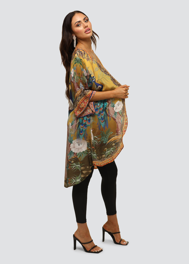 PEACOCK DESIRE MID LENGTH KIMONO