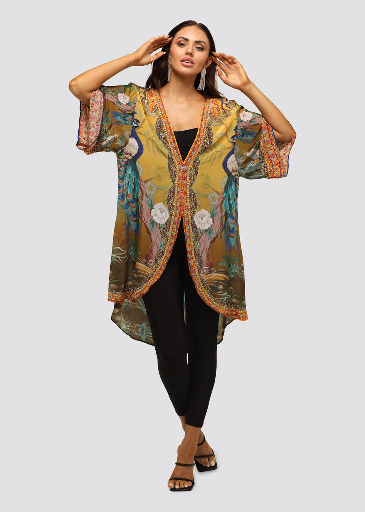 PEACOCK DESIRE MID LENGTH KIMONO