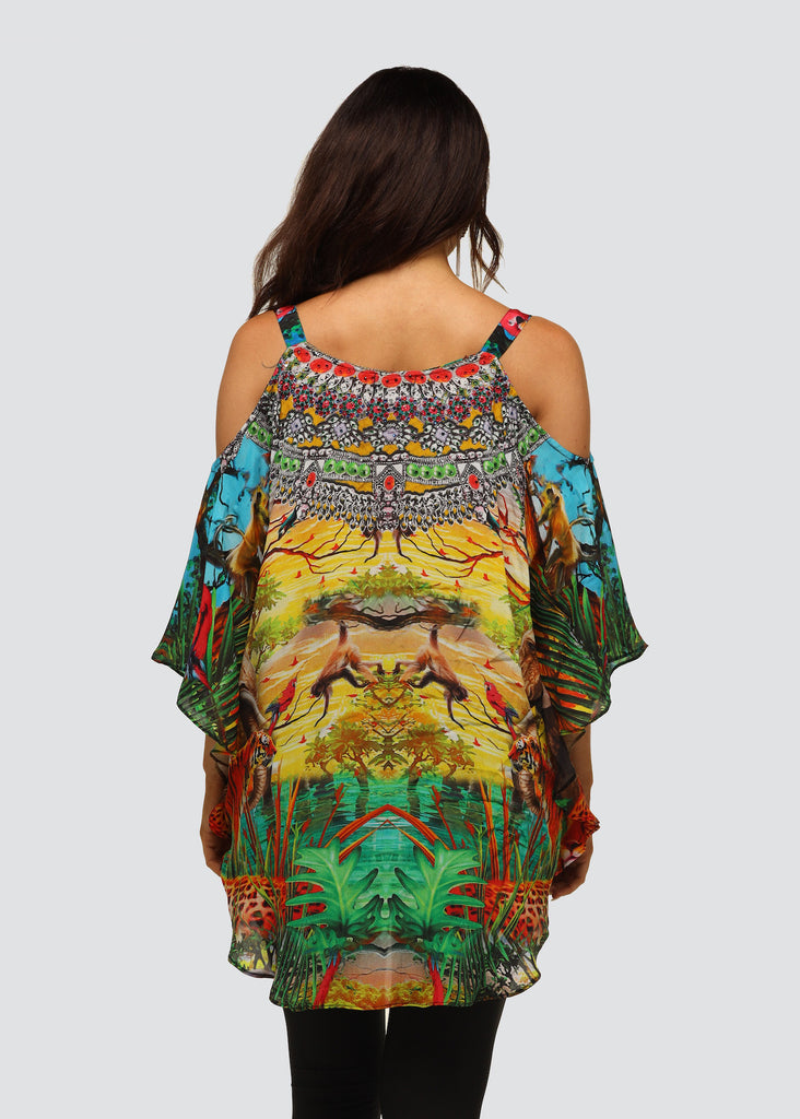 QUEEN OF JUNGLE COLD SHOULDER TOP
